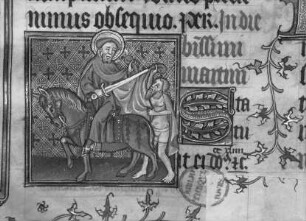 Missale des Simon Renoul — Ausschnitt: Heiliger Martin und Bettler, Folio 253 recto