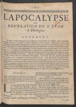 L'Apocalypse Ou Revelation De S. Jean le Theologien