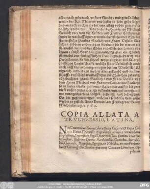 Copia Allata A Truchessio, Latina.