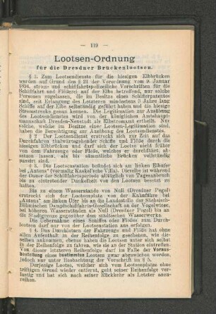 Lootsen-Ordnung für die Dresdener Brückenlootsen.