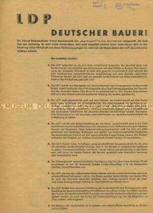 Flugblatt der LDPD zu den Kommunalwahlen in den Sowjetischen Besatzungszone 1946 mit spezieller Ausrichtung auf die Landbevölkerung
