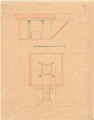 Klumpp, Karl F. A.; Verona (Italien); Pipins Grab - Grundriss, Schnitt