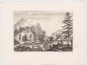 Seenlandschaft mit Fischern, aus einer Folge von Landschaften nach Marco Ricci, Bl. 3