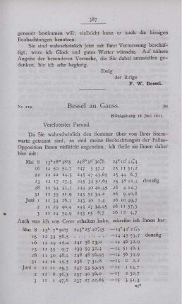 Nr. 129 Bessel an Gauss - Nr.157 Bessel an Gauss