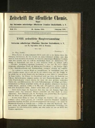Heft XX. 30. Oktober 1913. Jahrgang XIX.