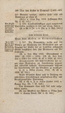 Zum neunten Titel. Von den Kosten in Criminalsachen