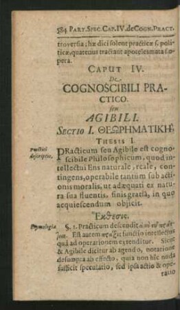 Caput IV. De Cognoscibili Practico seu Agibili.