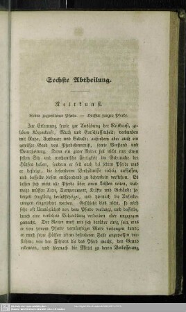 Sechste Abtheilung. Reitkunst
