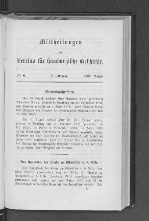 Das Hauptbuch der Kirche zu Billwärder a. d. Bille.