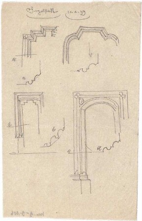 Hauberrisser, Georg von; u. a. Deutschland; Italien; Österreich; Skizzen - Fensterprofile in Ingolstadt (Teilansichten, Details)