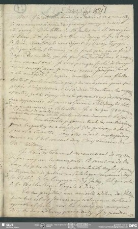 Eigenh. Briefkonzept von August Wilhelm von Schlegel an Henry T. Colebrooke, Bonn, 05.09.1821