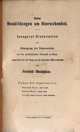 Über Neubildungen am Oberschenkel