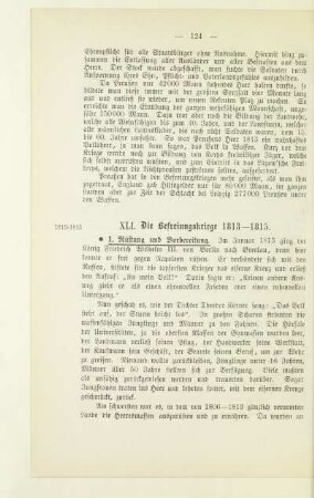 XLI. Die Befreiungskriege 1813 - 1815