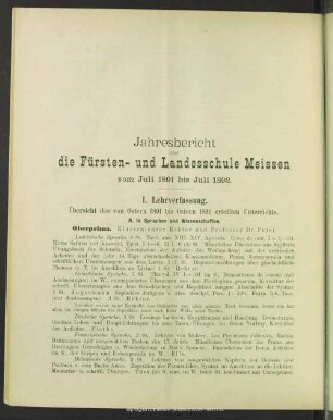Jahresbericht über die Fürsten- und Landesschule Meissen vom Juli 1891 bis Juli 1892
