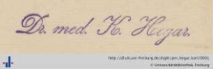 [Provenienz]: Hegar, Karl