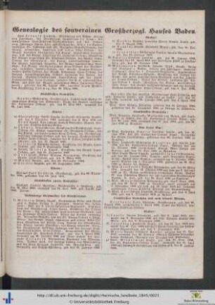 Genealogie des souverainen Großherzogl. Hauses Baden.