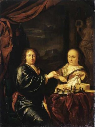 Herr und Dame beim Schachspiel