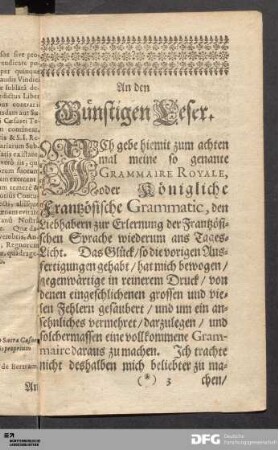 An den Günstigen Leser.