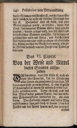 Das VI. Capitel. Von der Weise und Mittel diesen Saamen aufzuziehen