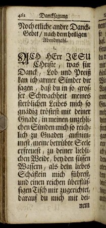 Noch etliche andre Danck-Gebet / nach dem heiligen Abendmahl. - Kirchen-Collect nach der Heil. Communion.