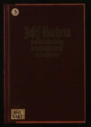 Josef Bachem / Band 3