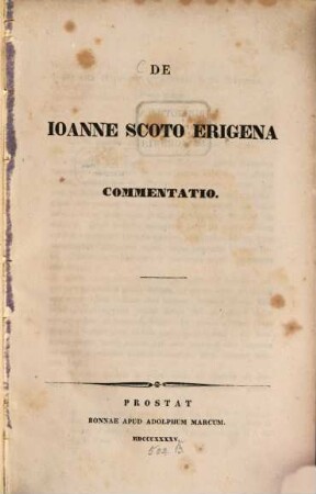 De Ioanne Scoto Erigena Commentatio