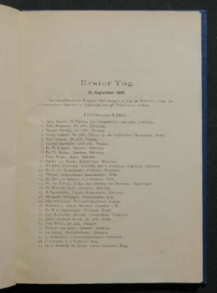 Erster Tag. 25. September 1893.