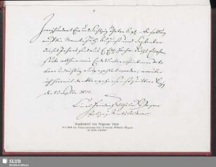 Handschrift von Wagners Vater