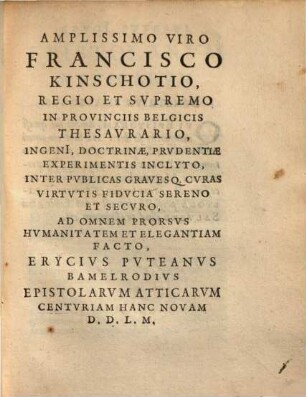 E. Puteani epistolarum Atticarum centuria singularis et nova