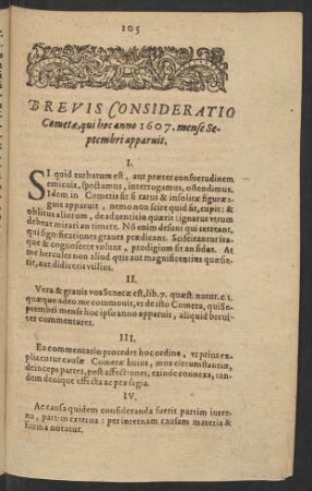 Brevis Consideratio Cometae, qui hoc anno 1607. [...]
