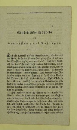 Einleitende Vorrede zu den ersten zwei Auflagen