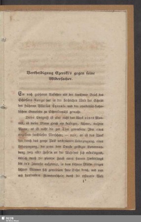 Verthidigung Czerski´s gegen seinen Widersacher
