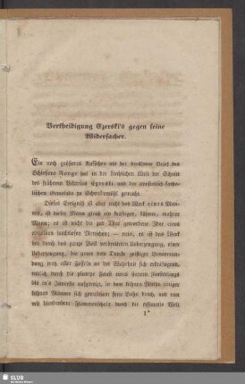 Verthidigung Czerski´s gegen seinen Widersacher