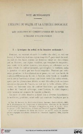 3.Ser. 9.1898: Note archéologique : l'éclipse du soleil et la lumière zodiacale; les origines du christianisme en Égypte l'église d'Alexandrie
