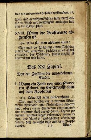 Das XXI. Capitel. Von den Zufällen der neugebohrnen Kinder.