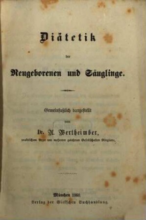 Diätetik der Neugeborenen und Säuglinge
