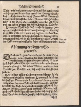 Ableinung des dritten Gegenwurffs.