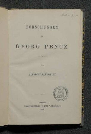 Forschungen zu Georg Pencz