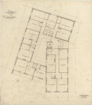 Gsaenger, Gustav; Augsburg (Bayern), Lechhauserstr. / Am Jakobertor ; Laubenhof- Wohnhochhaus - Grundriss 7. OG