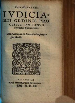 Panormitani Iudiciarii ordinis processus