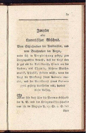 Zweyter oder theoretischer Abschnit.