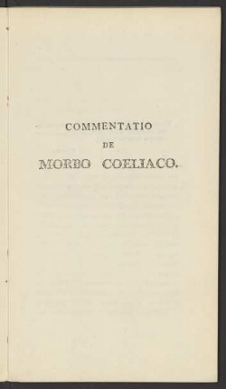 Commentatio De Morbo Coeliaco
