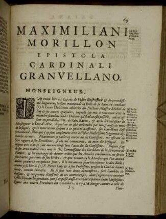 Maximiliani Morillon Epistola Cardinali Granvellano