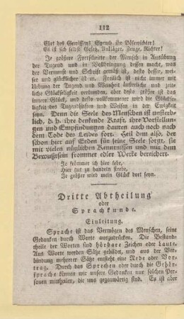 Dritte Abtheilung oder Sprachkunde