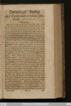 [No. 9.] Vormittags-Predigt am I. Sonnt. nach Epiphan. 1762. Evang. Luc. 2, 41 - 52.