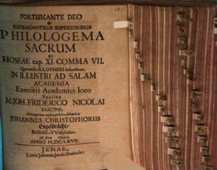 Philologema sacrum ad Hoseae Cap. XI. comm. VII, quo versio B. Lutheri defenditur