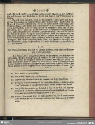 §. 50. Ein Russisches Corps belagert die Stadt Colberg, muß aber die Belagerung wieder aufheben