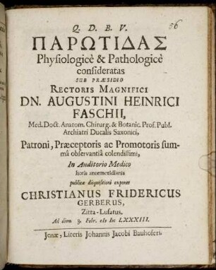 Parōtidas Physiologice & Pathologice consideratas