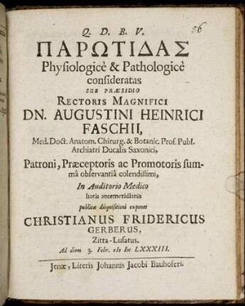 Parōtidas Physiologice & Pathologice consideratas