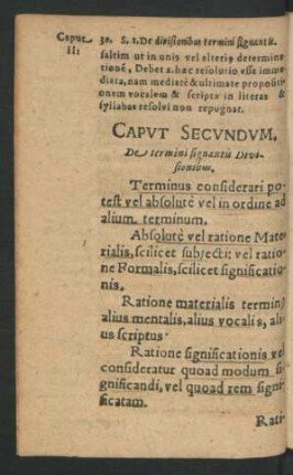 Caput Secundum. De termini signantis Divisionibus.